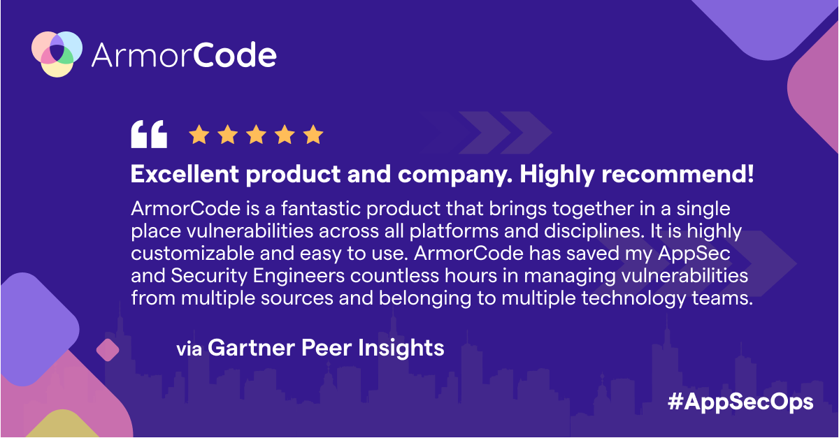 code_armor's tweet photo. The unification your AppSec and infrastructure security need, in a platform that dev &amp; security teams love—that's ArmorCode #AppSecOps: https://t.co/HZGxpHEAFH

#productreviews #gartnerpeerinsights #ASPM #UVM #ASOC https://t.co/U03vI6Sq1Y