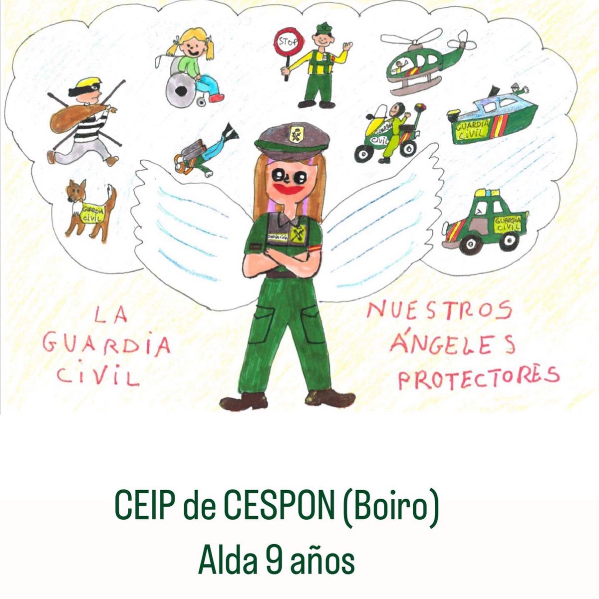 GCivilCoruna's tweet image. 🗳️TODOS A VOTAR Concurso de dibujo escolar. “50 aniversario del servicio aéreo de la Guardia Civil” 

Estos 7 dibujos son los finalistas, elige tu favorito 🤩