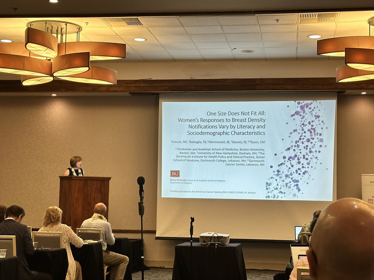 ewarner_12's tweet photo. Great talk from @CGunnBU about breast density notification and implications according to sociodemographic characteristics and literacy #IBDW #bcsm https://t.co/jGNQ69S8wn