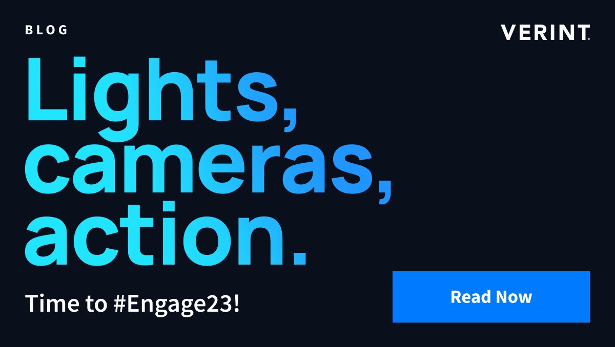 The stage is set, the Verint Engage 2023 sessions are available for pre-registrations—now is the time to get engaged! 

Find out the latest on #Engage23 - including what to expect, who to meet, and which sessions you don't want to miss. 

Read the blog ➡️ bit.ly/43tzpA3