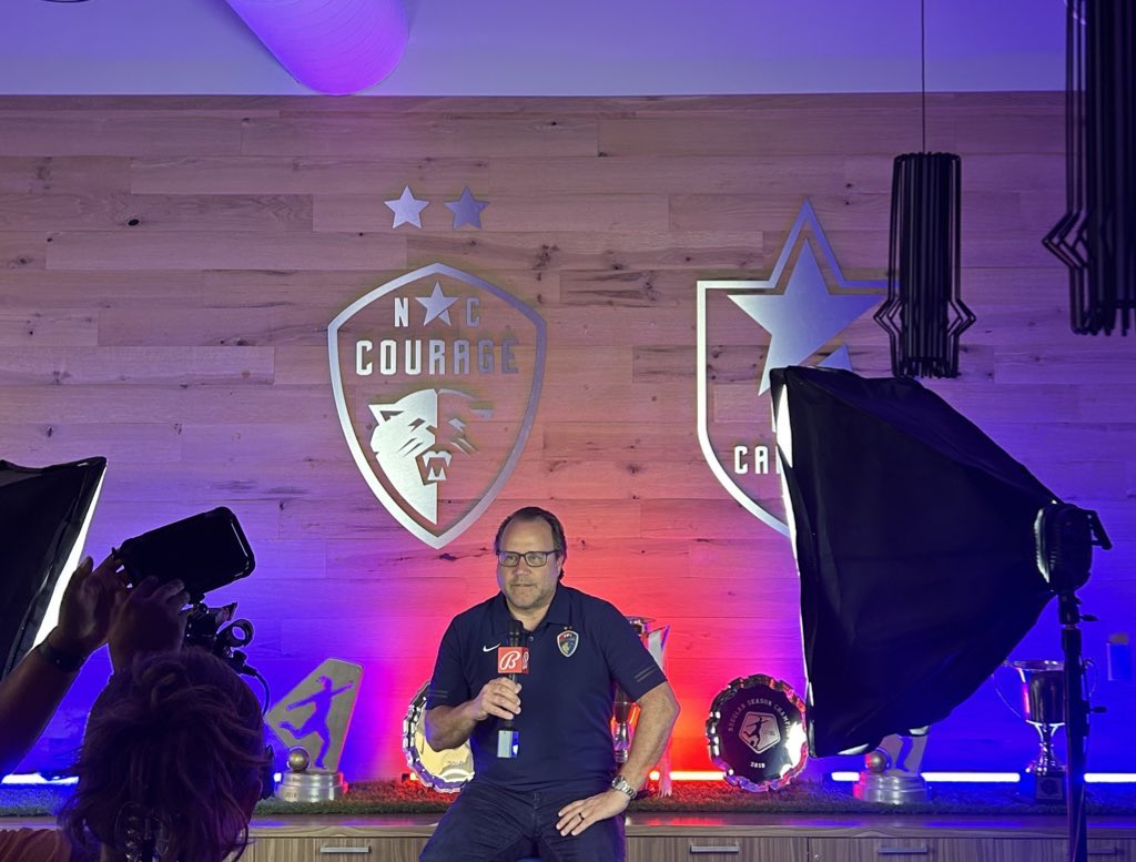 Fun day at the office today with the one and only <a href="/DeanCLinke/">Dean Linke</a>, getting ready for our first ever <a href="/TheNCCourage/">NC Courage</a> broadcast on @BallySportsSO

Join him and <a href="/SariSoccer/">Sari Rose, PhD</a> this week as we take on the <a href="/chicagoredstars/">Stars FC</a> on Saturday at 8PM ET!