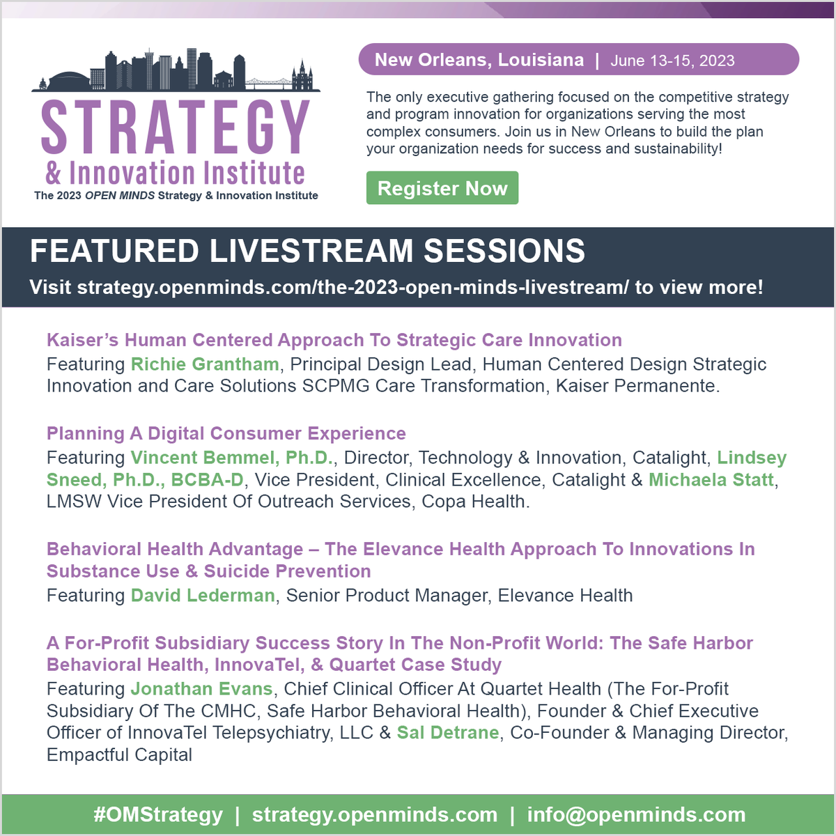 Can't attend in person? The 2023 OPEN MINDS Strategy &amp; Innovation Institute has an incredible virtual agenda waiting for you! 

View the virtual lineup at strategy.openminds.com/the-2023-open-…