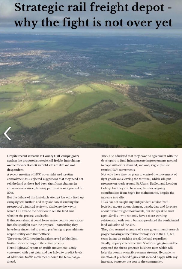 Thank you to <a href="/ian_corkin/">Ian Corkin</a>, good news <a href="/OxSRFI/">Oxfordshire Strategic Rail Freight Interchange</a> will have a thorough review.
Has <a href="/hertscc/">Hertfordshire County Council</a> been #Transparent?They could have taken a legal route out of selling our #greenbelt to <a href="/SEGROplc/">SEGRO plc</a> 

❌Please donate for a Judicial Review❌
savestalbans.com