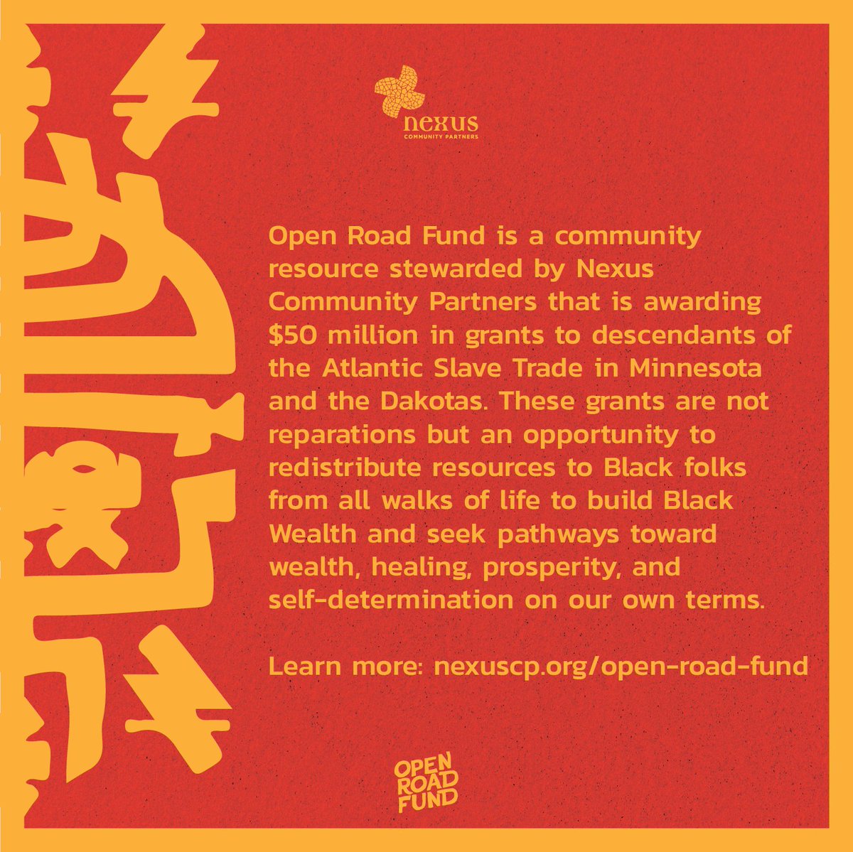 nexuscp's tweet photo. #OpenRoadFund aims to redistribute resources to present-day descendants of the #AtlanticSlaveTrade in an effort to build #BlackWealth within our communities. Until 2031, @nexuscp will be awarding $50,000 grants to eligible applicants to build #BlackWealth within our communities. https://t.co/CHZ8VM2sGb