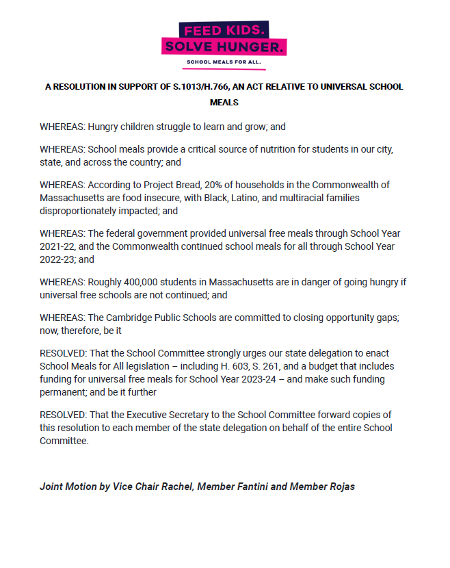 Local officials in cities and towns across MA are weighing in with the legislature in support of #SchoolMealsforAll, recognizing the critical resource it provides students, families, and schools. #mapoli