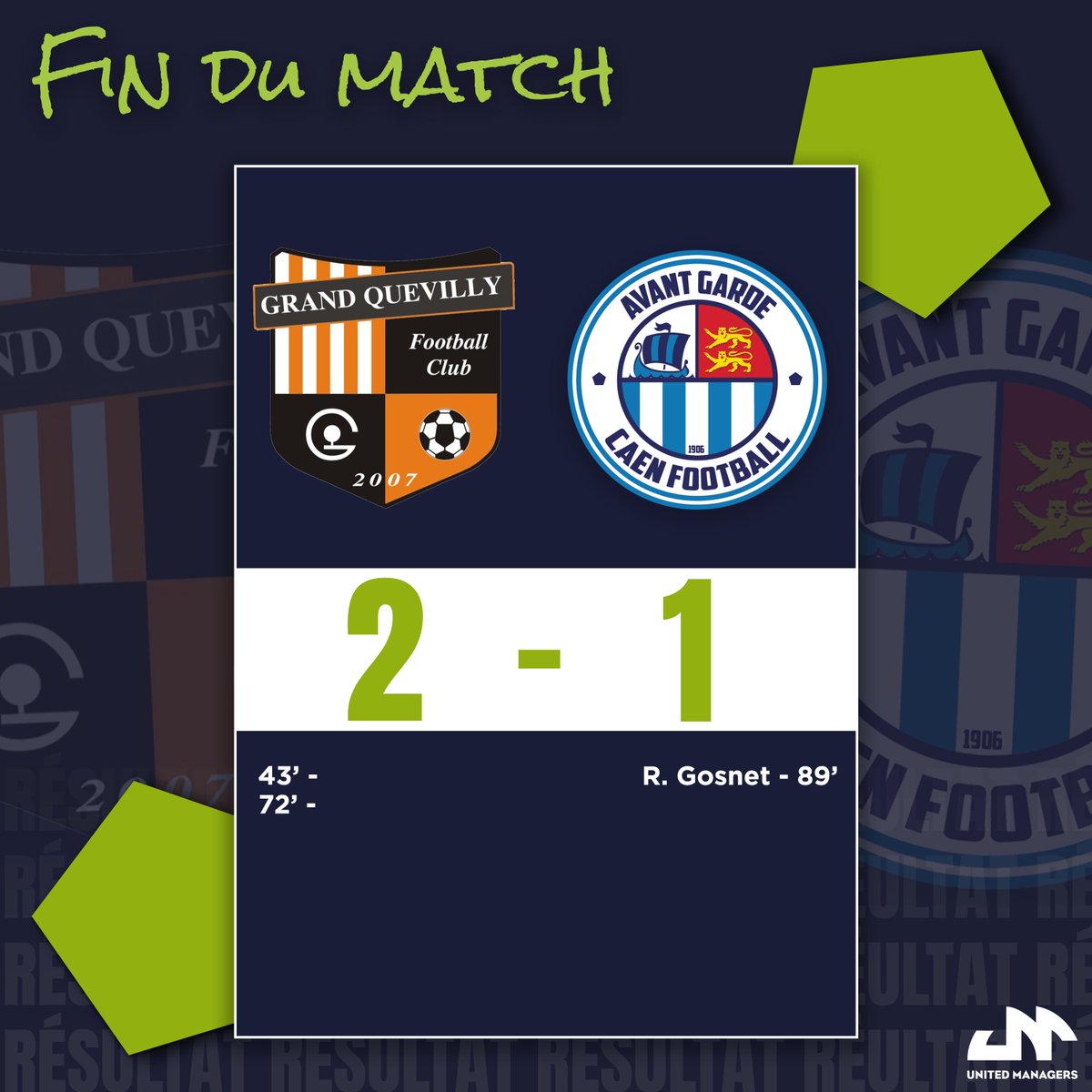 UManagers_fr's tweet photo. C'est terminé !

C'est la fin de l'aventure en #CoupeDeNormandie pour les Caennais. Malgré la réduction du score à quelques minutes de la fin du temps règlementaire, les locaux l'emportent 2-1 https://t.co/bxJUt5IgYj
