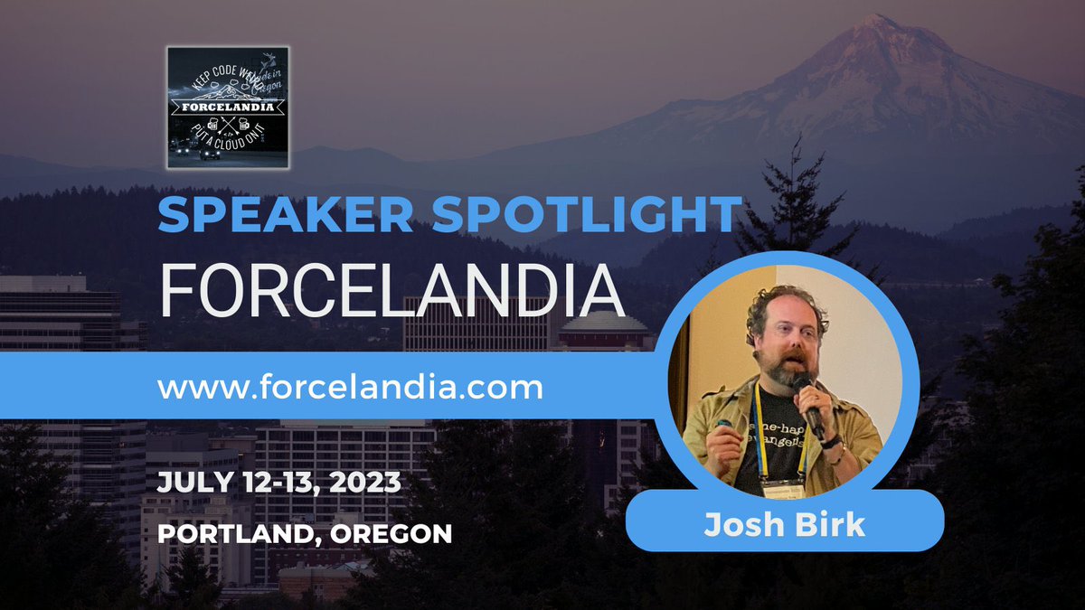Excited to welcome back <a href="/joshbirk/">Josh Birk (not a parody)</a>, the "Godfather of Trailhead," as a speaker at Forcelandia! Josh's talk last year left a lasting impact on all of us, and we can't wait to hear from him again #ForcelandiaSpeaker #KeepCodeWeird #PutACloudOnIt #CodeYourTrail #Forcelandia23