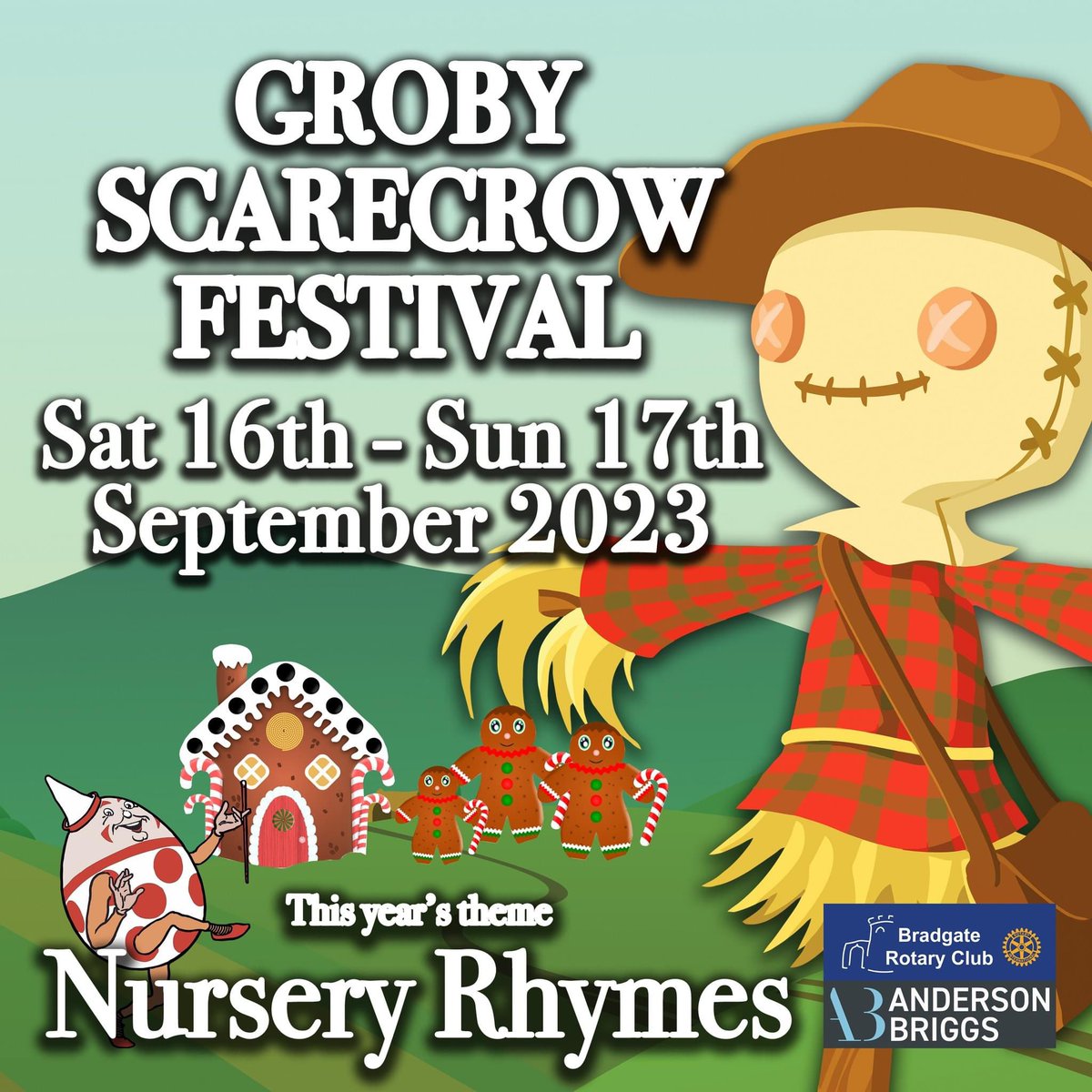 Bradgate Rotary Club (@bradgaterotary) on Twitter photo We’re delighted to announce the launch of this year’s Groby Scarecrow festival. 16th and 17th Sept. Sponsored by Anderson Briggs est agents. Theme Nursery Rhymes. Details bradgaterotaryevents.co.uk <a href="/ewoodvilleps/">Elizabeth Woodville</a> <a href="/MartinshawPS/">Martinshaw Primary</a> <a href="/LJG_academy/">Lady Jane Grey cps</a> <a href="/BrookvaleGroby/">Brookvale Groby</a> Start planning now! We’re delighted to announce the launch of this year’s Groby Scarecrow festival. 16th and 17th Sept. Sponsored by Anderson Briggs est agents. Theme Nursery Rhymes. Details bradgaterotaryevents.co.uk <a href="/ewoodvilleps/">Elizabeth Woodville</a> <a href="/MartinshawPS/">Martinshaw Primary</a> <a href="/LJG_academy/">Lady Jane Grey cps</a> <a href="/BrookvaleGroby/">Brookvale Groby</a> Start planning now!