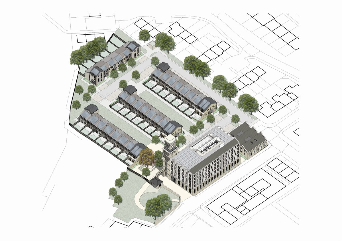 TriangleArch's tweet image. Pleased to have submitted Newsome Mill planning app with @CollabLiving @ConnectHousing

Built in 1827, it was destroyed by fire in 2016. Design proposals are for 45 apartments within the Grade II listed structures, alongside 33 dwellings &amp;amp; pedestrian-friendly landscaped streets