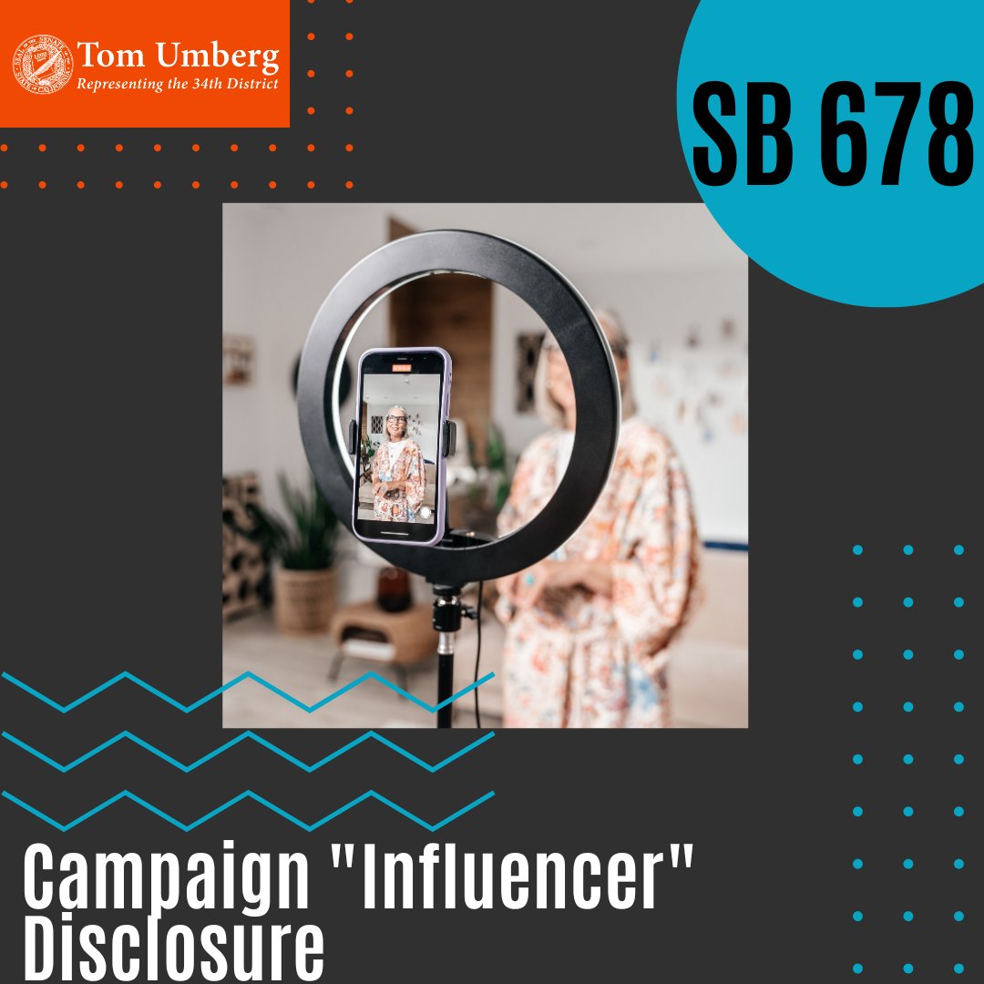SenatorUmberg's tweet photo. My #SB678 passed the Assembly Elections Committee yesterday to ensure influencers disclose their paid involvement in campaigns.
We deserve transparency in our elections process.
#CALeg https://t.co/GgG4EmZWZl