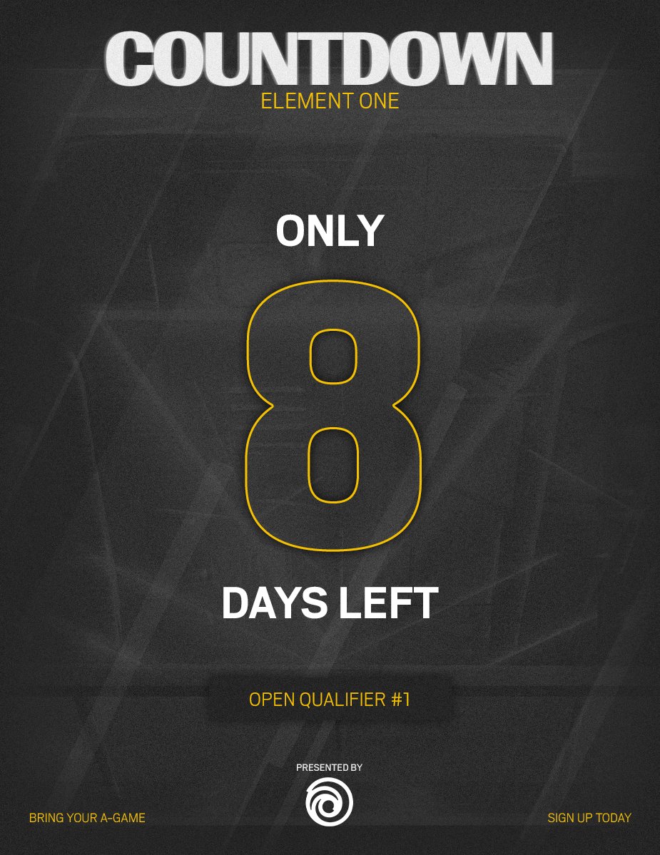 8 Days remain to register for ELEMENT ONE QUALIFIER #1! Sign up today to participate in the newest T2 NA Off-season Competition!  

Discord - discord.gg/xkzRXRaaVk
Public Doc - shorturl.at/hkoO0 

Sign up #1 - shorturl.at/lLR13
Sign up #2 - shorturl.at/kmzOW