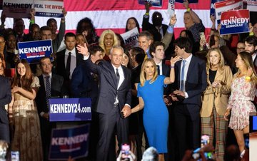 Robert F. Kennedy, Jr. announcing his candidacy for president in April of 2023. 
