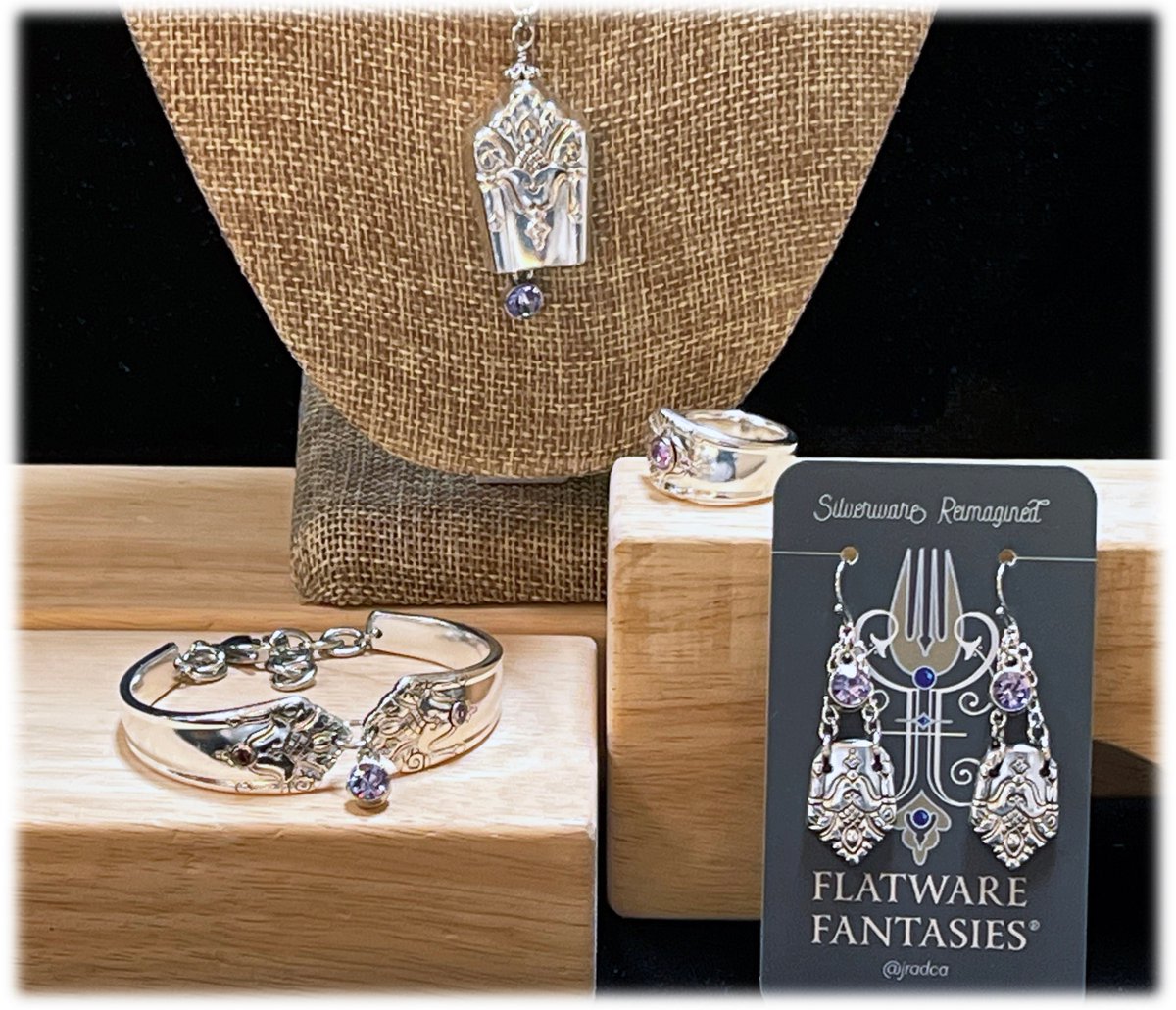 jradca's tweet photo. Beautiful light amethyst pieces fit for a June birthday queen! June Amethyst Birthstone, Her Majesty 1931 Flatware - Ring, Bell Pendant, Bracelet, Earrings, Choose One or the Set https://t.co/pQaVvjCvZw #silver #purple #ring #amethyst#women #glass #upcycled #hermajesty https://t.co/PCXcFPTqW2