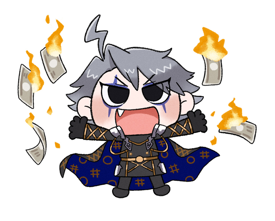 male focus 1boy chibi solo gloves fang fire  illustration images