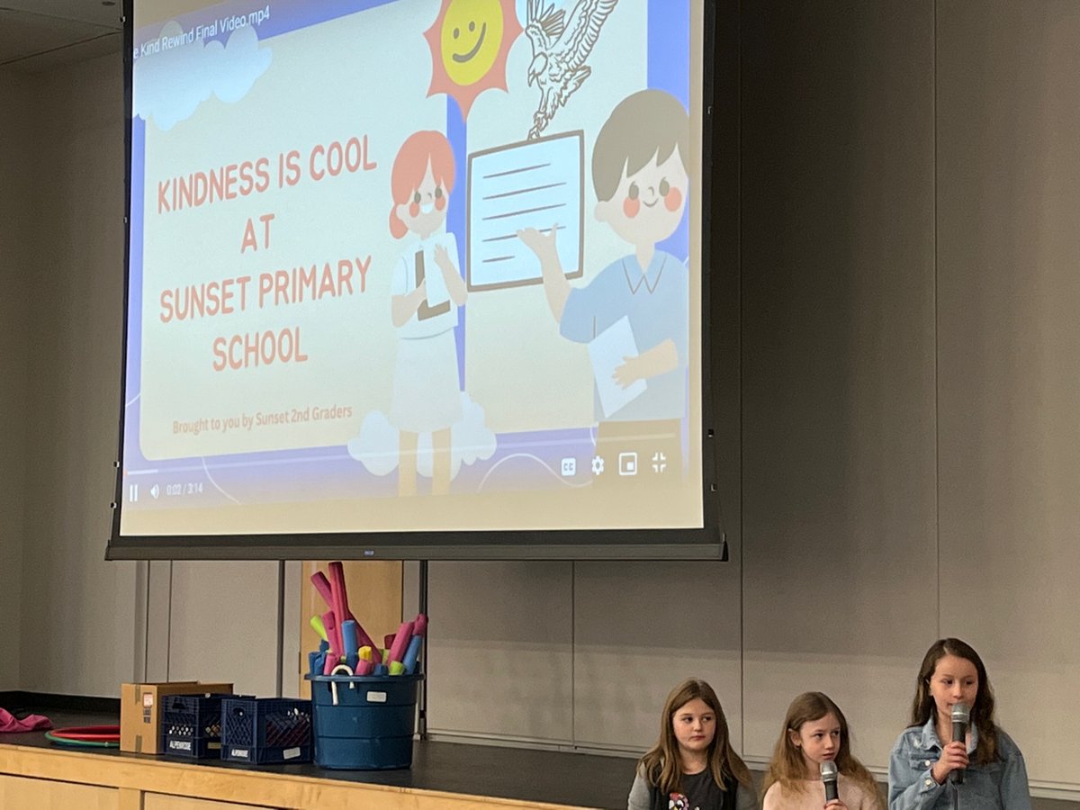 sunpseagles's tweet photo. At an assembly, student leaders shared a multimedia presentation on how "Kindness is Cool" and how they created an Earth club. Both groups encouraging Sunset friends to always be their best selves, taking care of each other and our planet. https://t.co/6XD5OitcZF