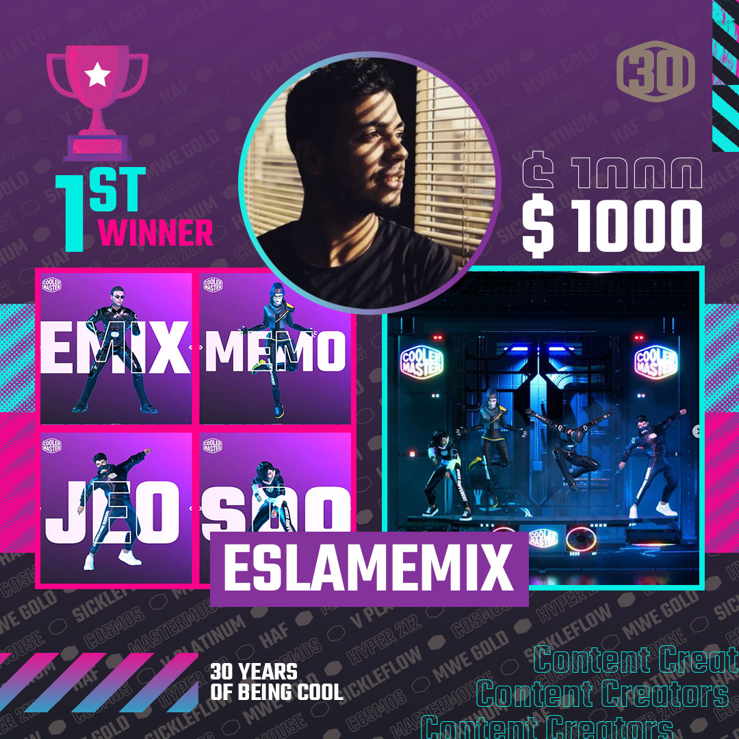 CoolerMasterME's tweet photo. الإعلان عن الفائز بالمركز الأول في مسابقة صناع المحتوى! 🏆
مبروك لـ Eslam Emix صاحب الجائزة الكبرى، إسلام قام بتصميم لعبة فيديو 🎮 رائعة وسيحصل على منتجات بقيمة 1000 دولار من #CoolerMaster لتحديث السيتب الخاص به. 🚀
لمزيد من التفاصيل
https://t.co/QtMmcVNLjs
#30yearsofbeingcool https://t.co/dkbH8FN5tr