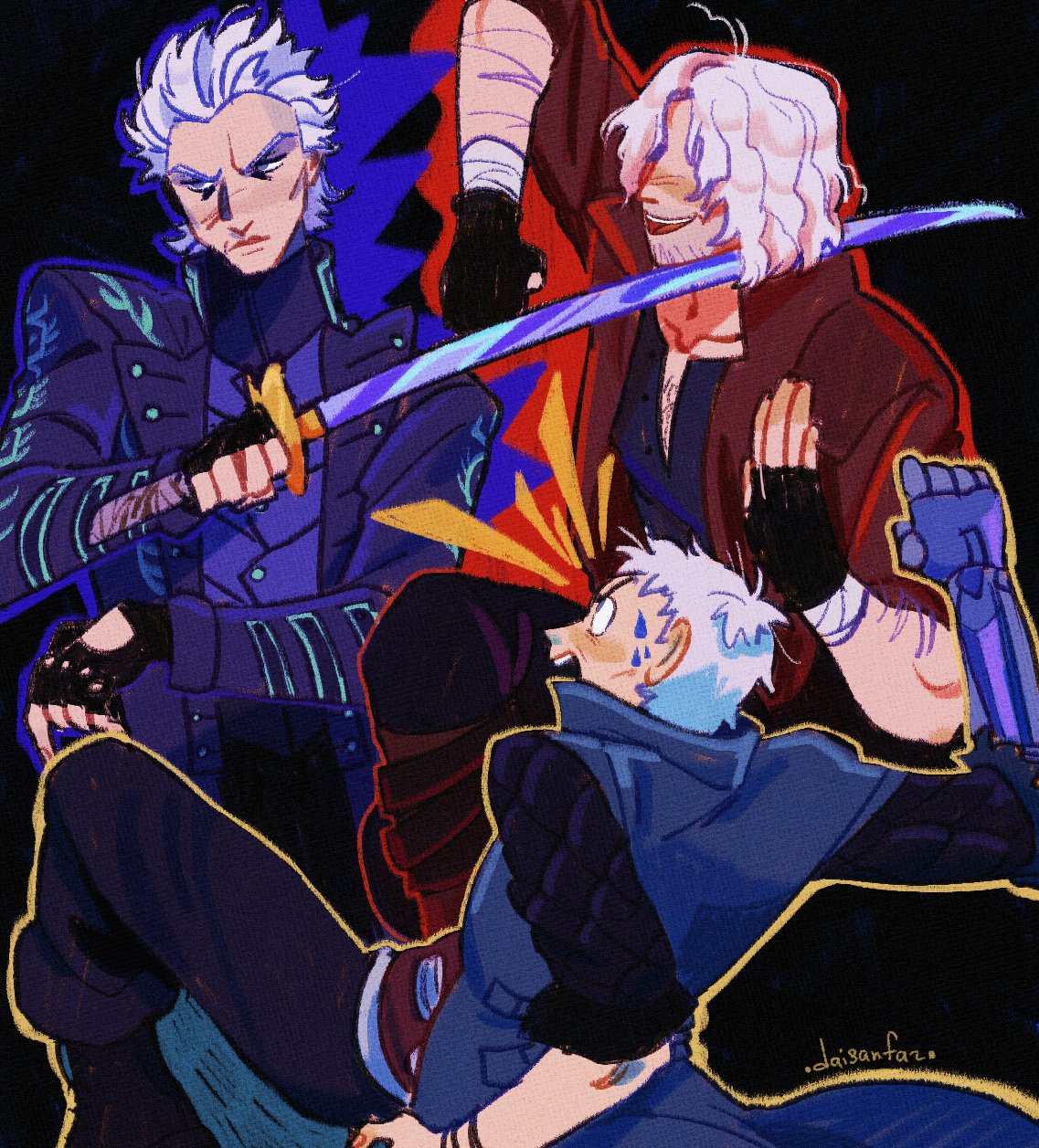 dante and vergil (devil may cry and 1 more) drawn by evanolge