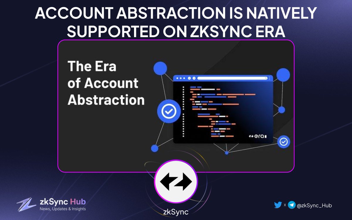 GamingOnBase's tweet photo. 🌟 Account abstraction is natively supported on zkSync Era!

With native support for smart accounts, user experience gets simplified and crypto adoption gets a boost 🚀 

Developers, get ready to embrace the power of smart accounts on zkSync Era! 💡🔥

 #zkSync #Era https://t.co/QjMrxaUt5z