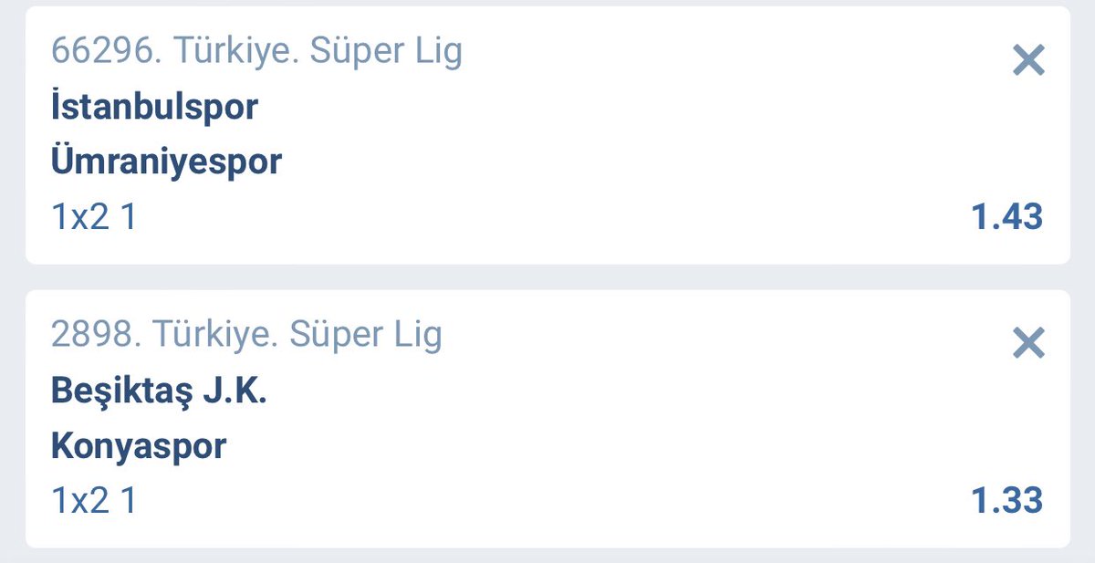 Süper Lig 

İstanbulspor kazanır 
Beşiktaş kazanır 

1.90 oran 

Bol şanslar ✌️

Link : bit.ly/3bvajuK