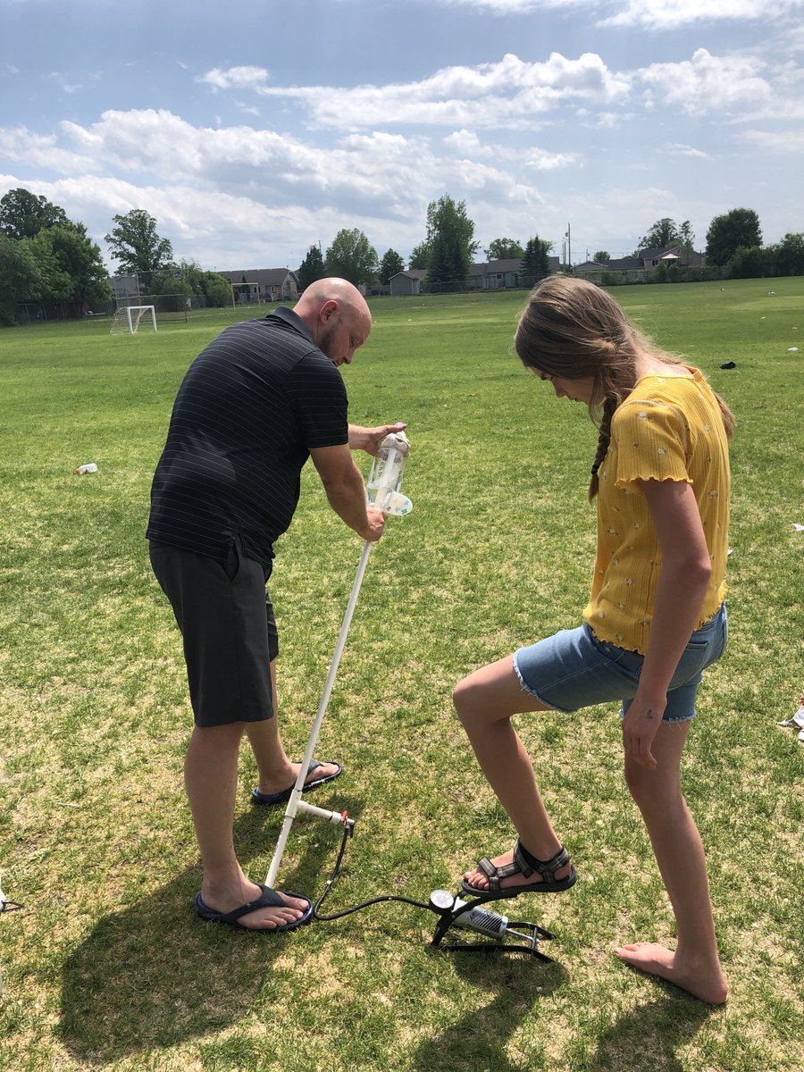 BlumenortHSD's tweet photo. We like to go to "Infinity and Beyond" in Grade 6 Science.  This was the first launch of our bottle rockets.  After some improvements and repairs we will relaunch and see whose rocket will fly the furthest!! https://t.co/qdzf6SqVCC