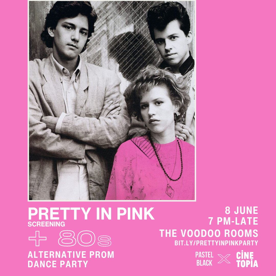 *TOMORROW* 🥳 
Pretty in Pink movie screening + alternative 80s dance party!

Ever wanted to make like Molly Ringwald at prom? Now's the chance at @thevoodoorooms #Edinburgh, Thurs 8 June

Doors: 7pm
Movie approx. 7.15 pm
Dancing from 9.15-ish til late!

Bit.ly/prettyinppinkp…