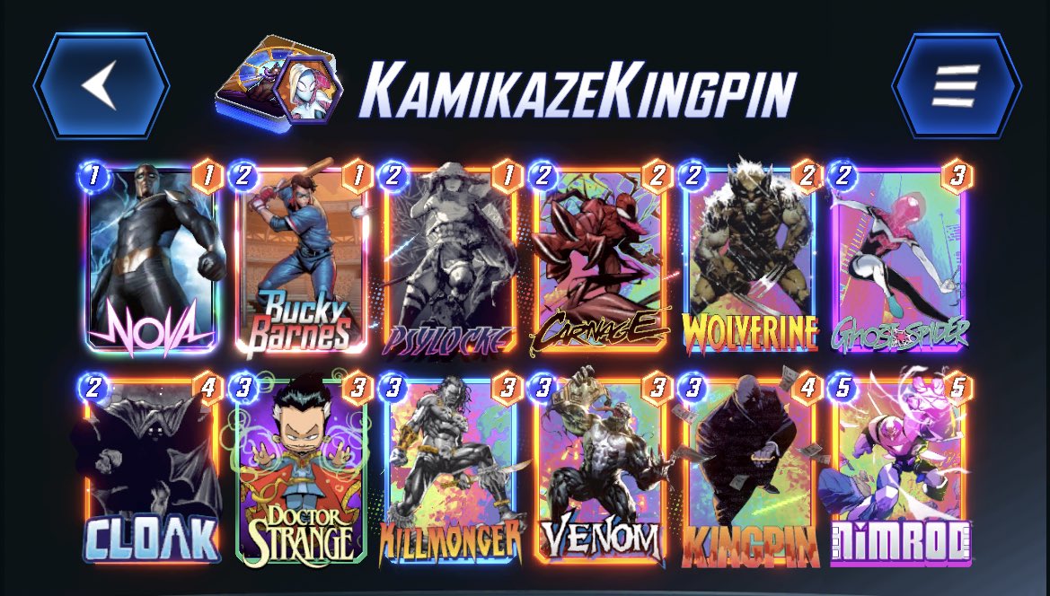 AJ_Casts's tweet photo. Infinite quicker this time! Mostly used my kingpin list until 95 or so. The hot location was bad for it, so swapped to my Quake deck from last season. Video for the kingpin deck soon!

#MarvelSnap @MARVELSNAP @SnapDecks @MarvelSnapZone @UntappedSNAP https://t.co/cmjC5s3QVN
