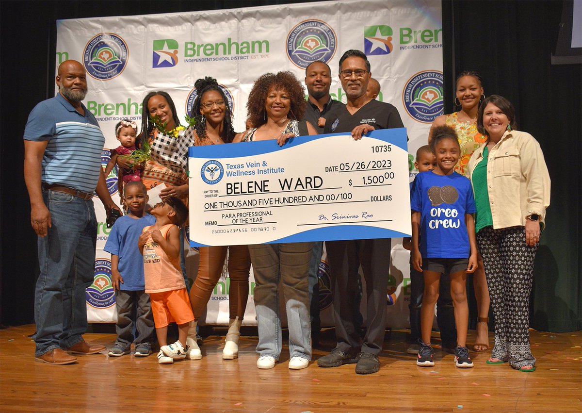 ✨ Join us in celebrating the outstanding District Paraprofessional of the Year! ✨ Her dedication, passion, and unwavering commitment to education have left an indelible mark on our district. 🎉👏

Belene Ward is Brenham ISD's Paraprofessional of the Year! <a href="/BrenhamHS/">Brenham High School</a>