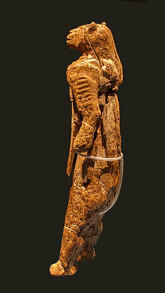 JustHistoryPost's tweet image. The Löwenmensch figurine, also known as the Lion Man, made between 35,000 and 41,000 years ago. Measuring 31cm high it was carved from mammoth ivory using flint tools and would have taken 100s of hours. It is the oldest known statue in the world @museum_ulm #ancient #history