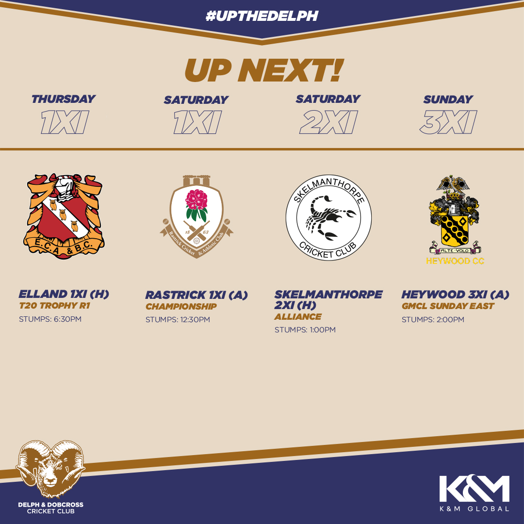 Busy weekend of cricket coming up. Here's what's in store!

- T20 starts, we're at home and the BBQ will be ON! (yay!)
- 1sts, 2nds and 3rds are all in action!
- It's going to be insanely hot! (suncream up, people!)

#UptheDelph #Pussesbarmyarmy 💙💛🏏☀