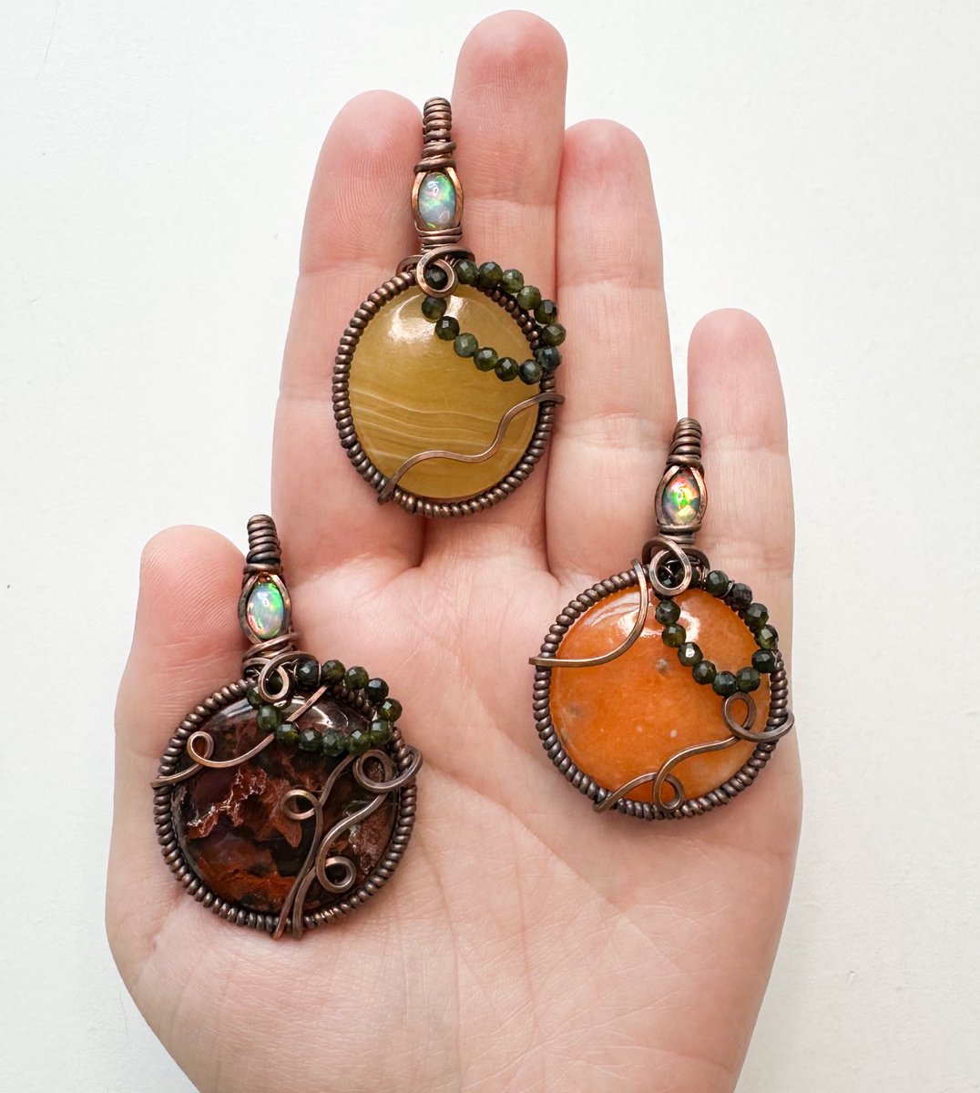 mildhippie's tweet photo. lemon, apple &amp; orange crystal pendant necklaces ~ handmade by me 🍋🍎🍊

available June 9th at 8pm eastern time https://t.co/kkHFKVRwaH