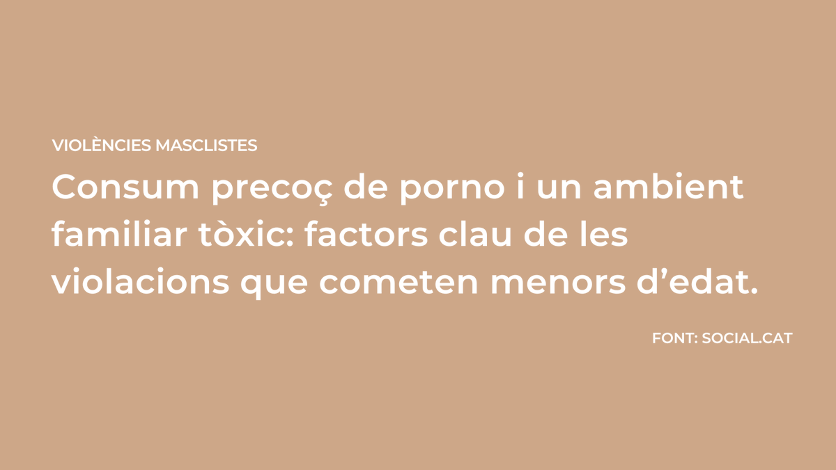 FundacioSorli's tweet photo. Aquest són els factors clau de les #Violacions que cometen menors d'edat:
❌La cultura de la violació dins un sistema patriarcal que reprodueix les #ViolènciesSexuals
❌Consum prematur de #pornografia
❌Manca d'educació afectivosexual
ℹ️https://t.co/B6y68nosRi via @socialpuntcat https://t.co/BLz7s1PA4k