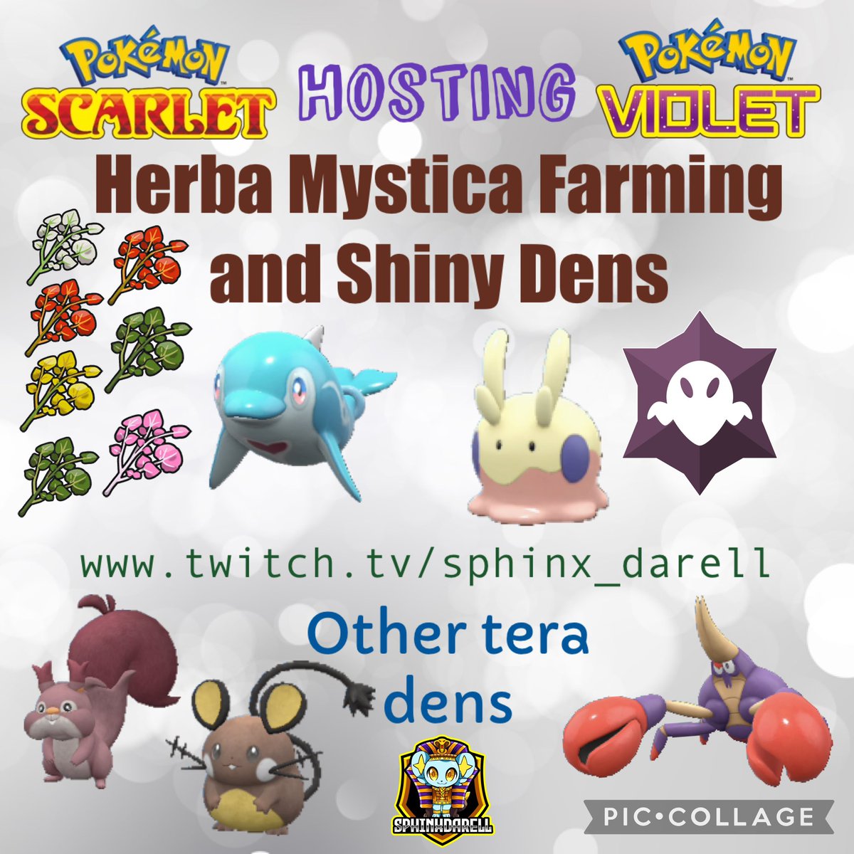 SphinxDarell's tweet photo. HOSTING Shiny TERA RAID DENS #Pokemon #shiny #PokemonScarletandviolet #ShinyPokemon  #PokemonScarletViolet #PokemonScarlet #PokemonViolet #Nintendo 

HERBA MYSTICA FARMING and Shiny Pokemon Tera Dens

ENJOY and HAVE FUN! 
https://t.co/dO3XjVFe1o

Discord: https://t.co/JiWn1lGd7o https://t.co/DSj76FHrl9