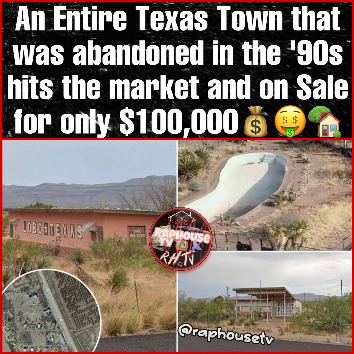 raphousetv2's tweet image. An Entire Texas Town that was abandoned in the '90s hits the market and on Sale for only $100,000