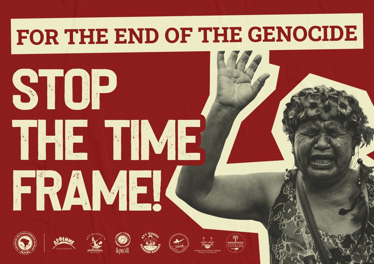 brazil_matters's tweet photo. Today the Supreme Court resumes the trial of the century. The time limit trick will be decisive for indigenous lives and for all humanity. 

#MarcoTemporalNão #DemarcaçãoJá #PL490NÃO #PL2903NÃO #LutaPelaVida #NoTimeLimitTrick #NOPL490 #NOPL2903 #FightForLife #brazilmatters https://t.co/IXOhdLrWly