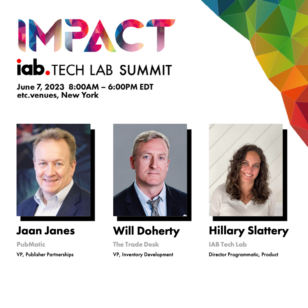 IABTechLab's tweet photo. What do publishers need to know about more direct supply paths from the buy & sell side? Learn more from @TheTradeDesk’s @wrdoherty, @PubMatic’s @JaanJanes and Tech Lab’s @OneHillSlatts at #TLSummit at 12:15pm ET! https://t.co/qvOY4FIv2C
#IABTechLab #Impact2023 https://t.co/lEWb25vTUK