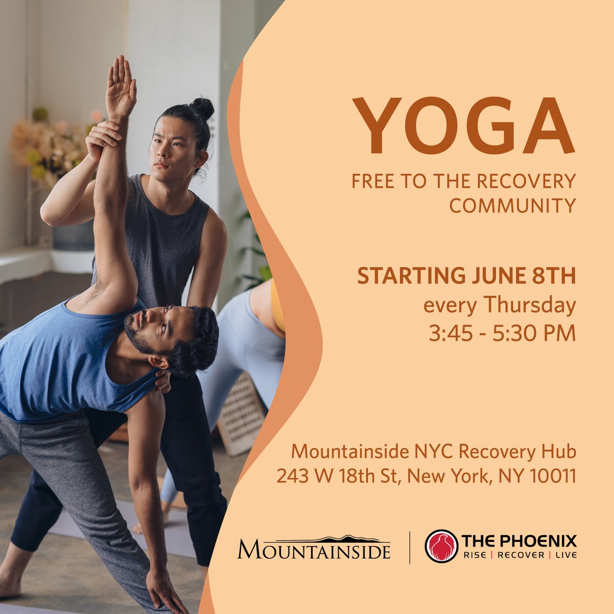 We're partnering with @riserecoverlive to bring you a free yoga class tomorrow! It's the perfect opportunity to connect your mind, body, and spirit. Don't miss out - see details below 👇 #WeDoRecover #NYCYoga