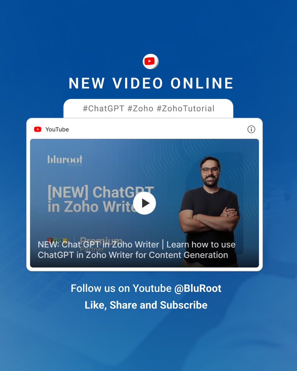 Unleash the Power of ChatGPT in Zoho Writer! Discover the amazing synergy between these tools to effortlessly generate content. 

Watch this video to learn how to tap into the potential of ChatGPT and elevate your writing game! 👇👇
youtu.be/3lqiNX8jnoM 

#ChatGPT #ZohoWriter