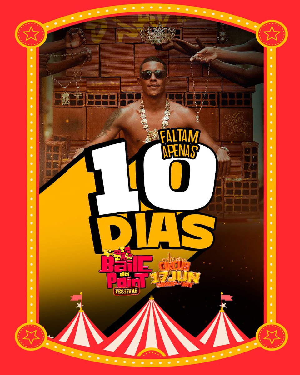 bailedapoint's tweet photo. FALTAM 1️⃣0️⃣ DIAS para nosso @bailedapoint SINOP! Contagem regressiva para vivermos todas as experiências do Festival mais amado do estado.💥💥💥💥

Chama toda a galera, sábado, dia 17 de junho a gente se encontra na Área Externa do Ghizoni! 🏟️🔥 https://t.co/qgsQfzWZUH