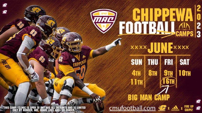 Thank you <a href="/CoachCodyCraw/">Cody Crawford</a> for the invitation! Can’t wait to be out there tomorrow! 

<a href="/CMU_Football/">Central Michigan Football</a> <a href="/WestSideQBs/">West Side Quarterbacks</a> <a href="/ScoutingA1/">ScoutingA1</a>