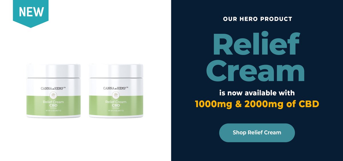 😍More CBD at lower prices! Our award winning Relief Cream is now available with 1000mg &amp; 2000mg of CBD! Get your hands on them now cannahemp.com