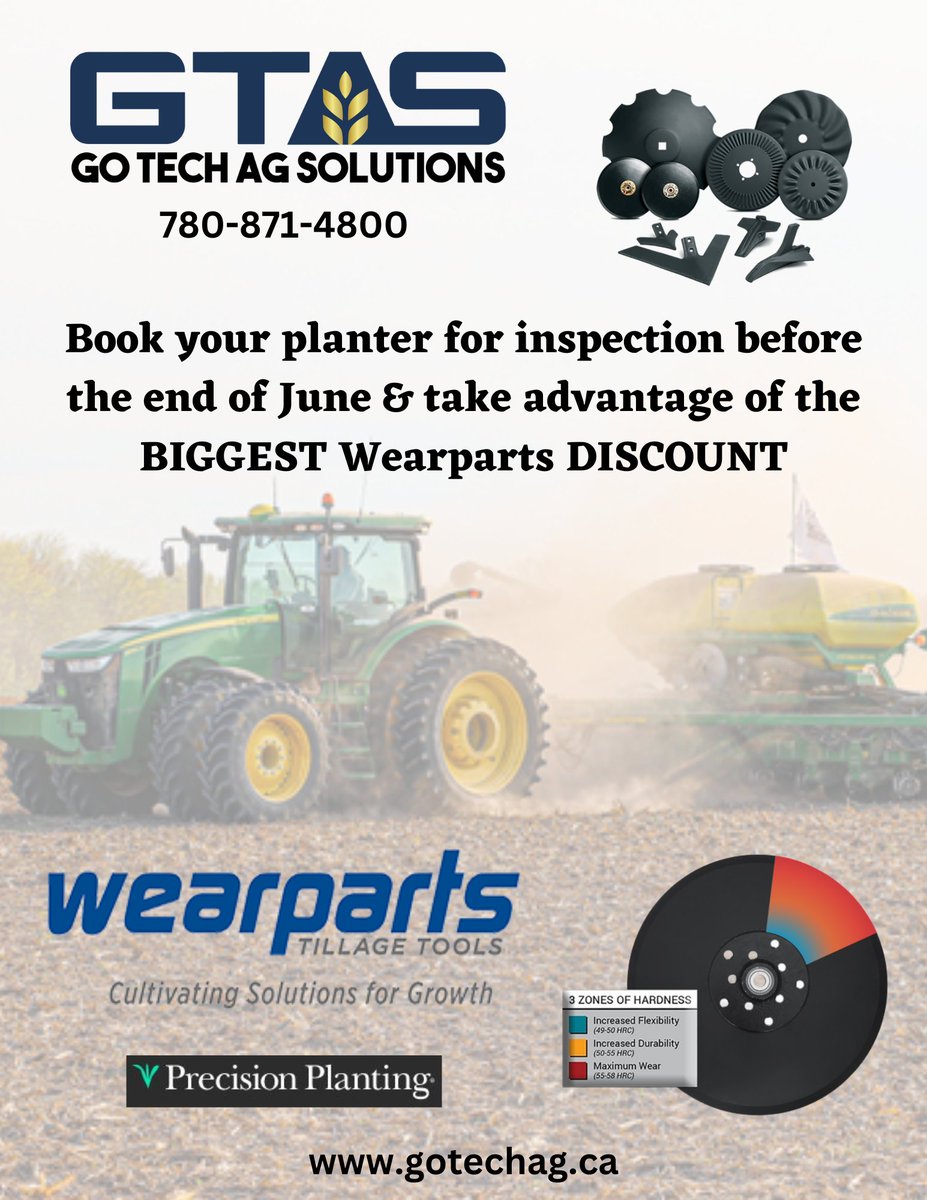 BIGGEST Wearparts DISCOUNT happening now!
Call to book your planter in today!!
Office:  780-871-4800
Scott:  780-808-9764
Joe:  780-821-7654
#gotechagsolutions, #seeding2023, #innovativeagsolutions, #wearparts, #precisionplanting