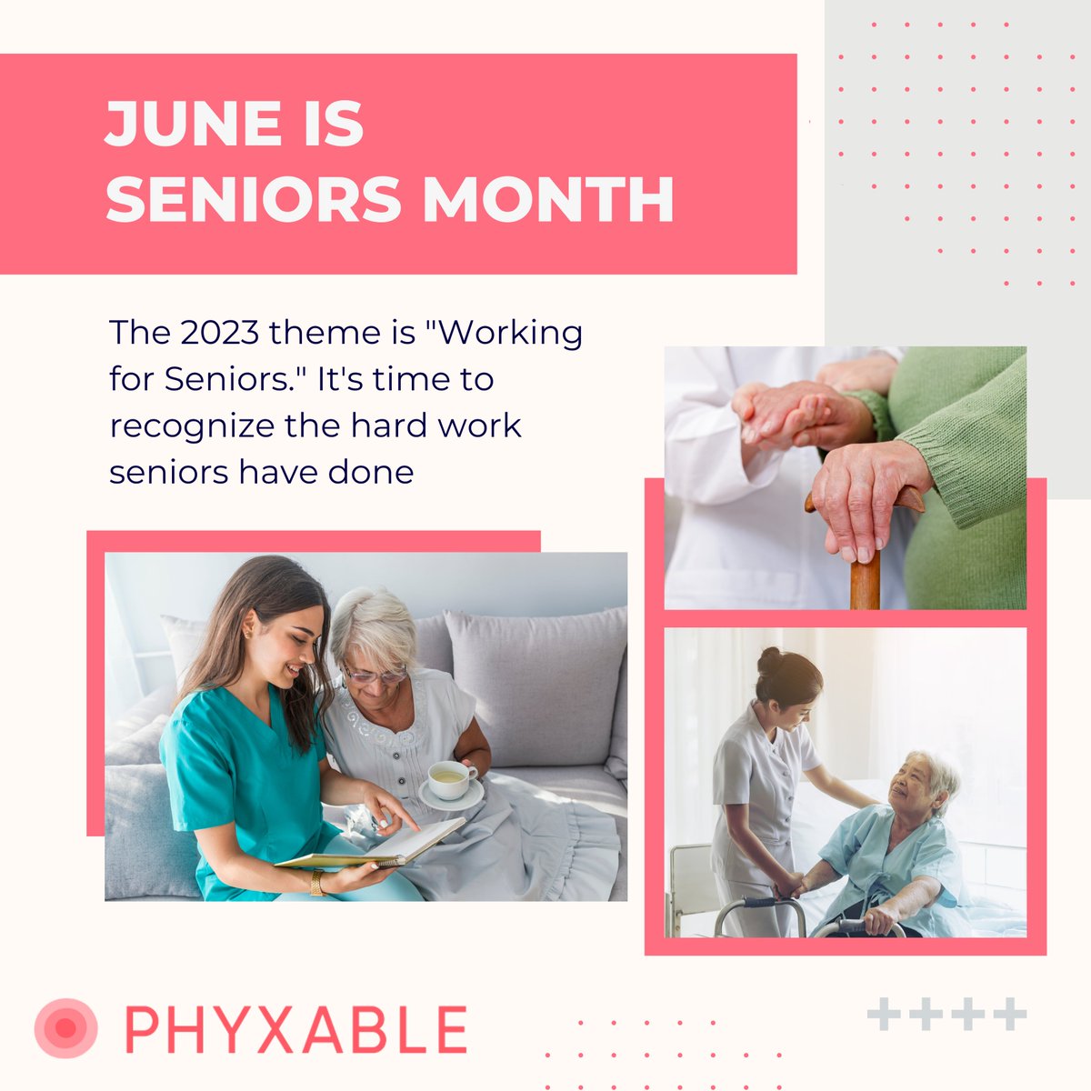 📣 Celebrate Seniors Month in Ontario with Phyxable! 💪✨ Join us in honoring the strength and vitality of our incredible senior community. Let's prioritize health, empowerment, and growth together! 💙🌟 #SeniorsMonthOntario #ActiveLiving #VirtualPhysio #Phyxable #WellnessJourney