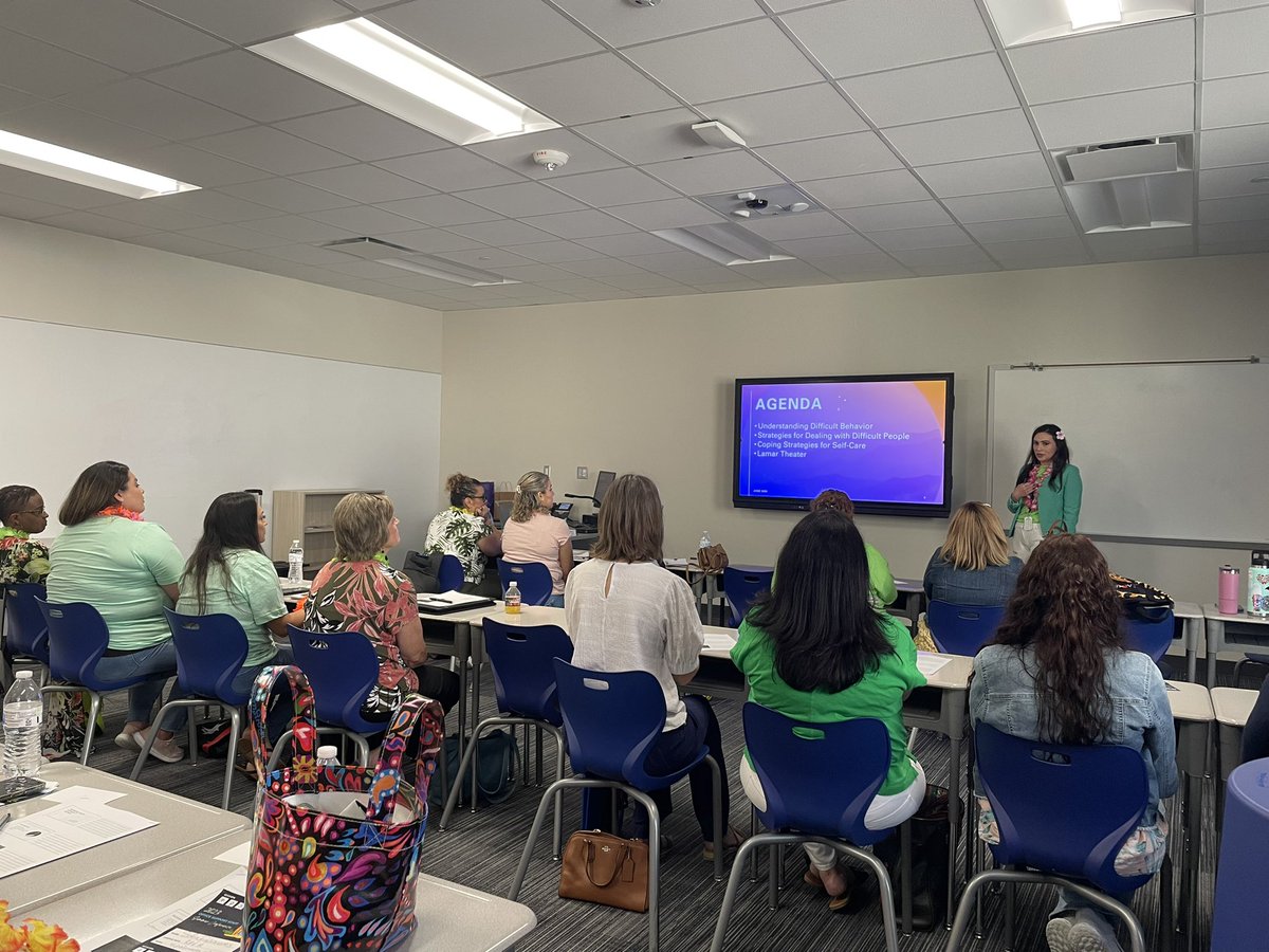 Jacky O. sharing her wisdom/experiences on working with difficult people. #LCISD #BeTheOne