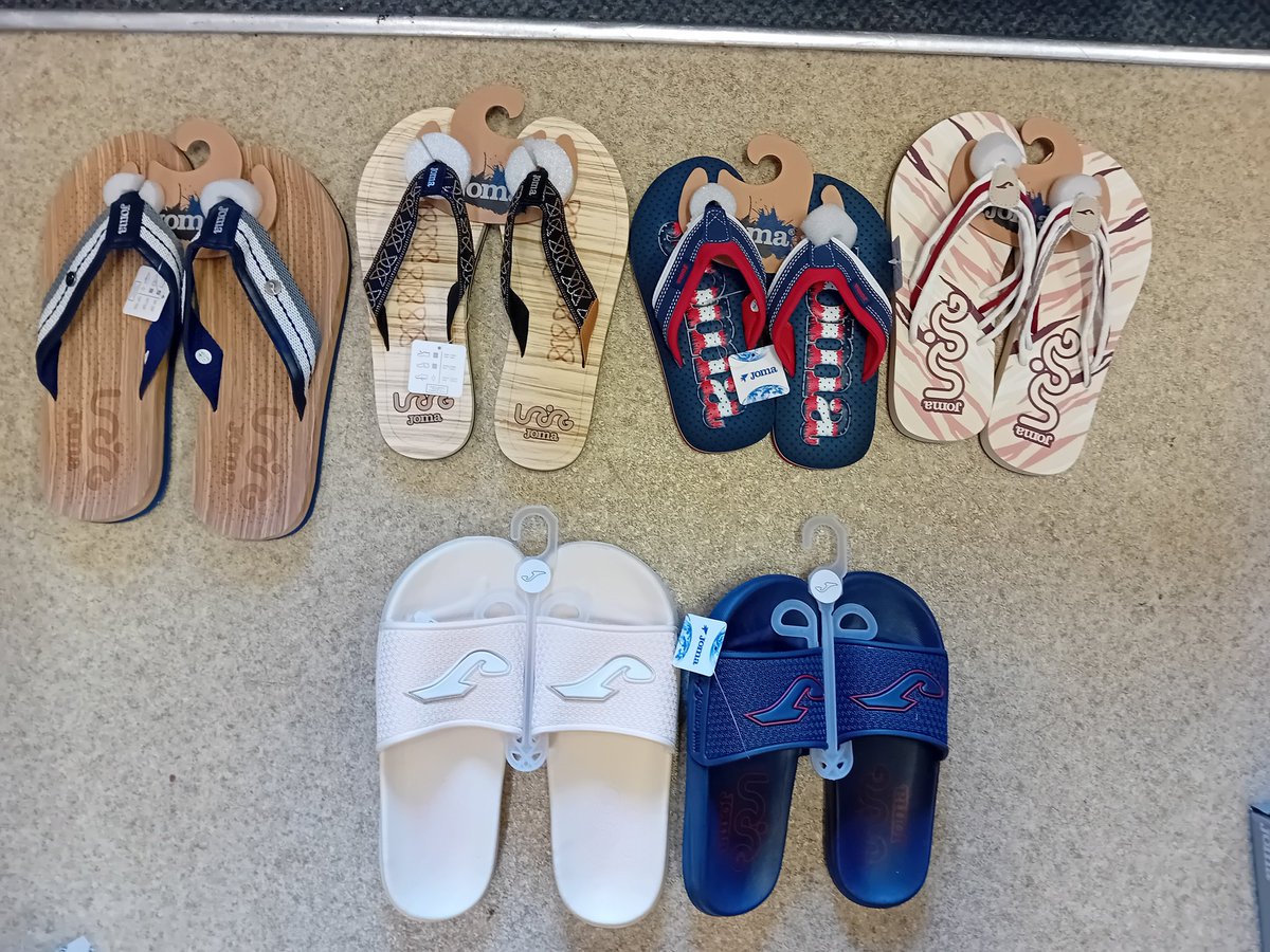 Sliders and flip flips now in stock...... #summer #footwear #sportsshop #joma