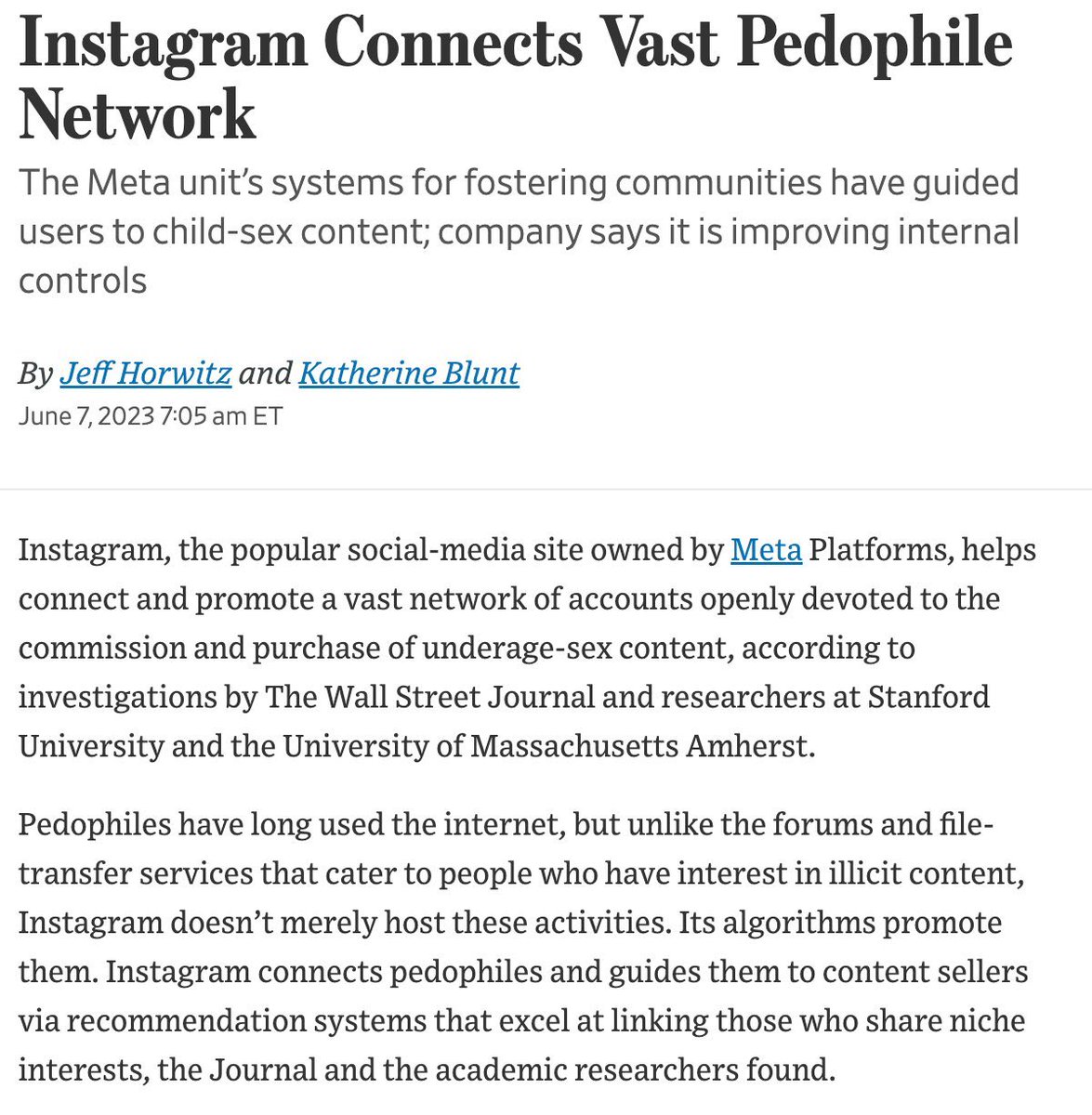 Instagram censored conservatives while enabling pedos. Sickening