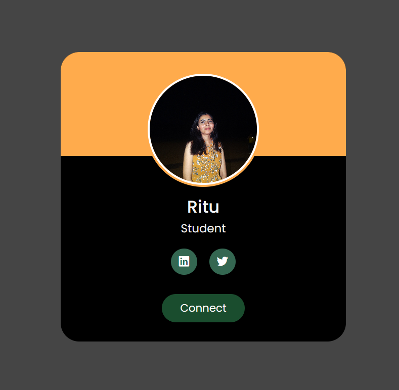RituS2003's tweet photo. #100DaysOfCode
Day : 17
Topic : HTML and CSS
I created a responsive profile card with HTML5 and CSS3. In this short effort, I attempted to apply all I had learned.
#html #html5 #htmldeveloper #css #cssflexbox #project #codenewbie #codelearning #support #bootstrap #bootstrap5 https://t.co/WyWBhG45i2