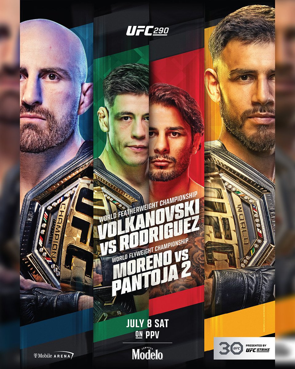 ufc's tweet photo. 🏆 Two title fights, one month away! 🏆

Your official #UFC290 poster has landed! https://t.co/YGnmYmOprH