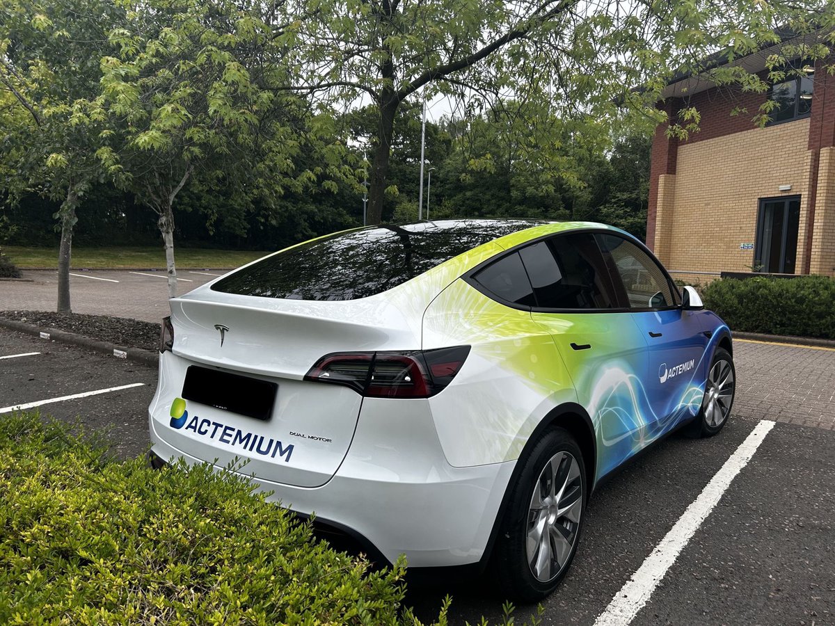 Amazing to see the concept become reality! Another fab brief - vehicle #branding delivered by @astwooddesign for @Actemium_UK #evvehicle #tesla @Tesla #design #designconsultancy #livery