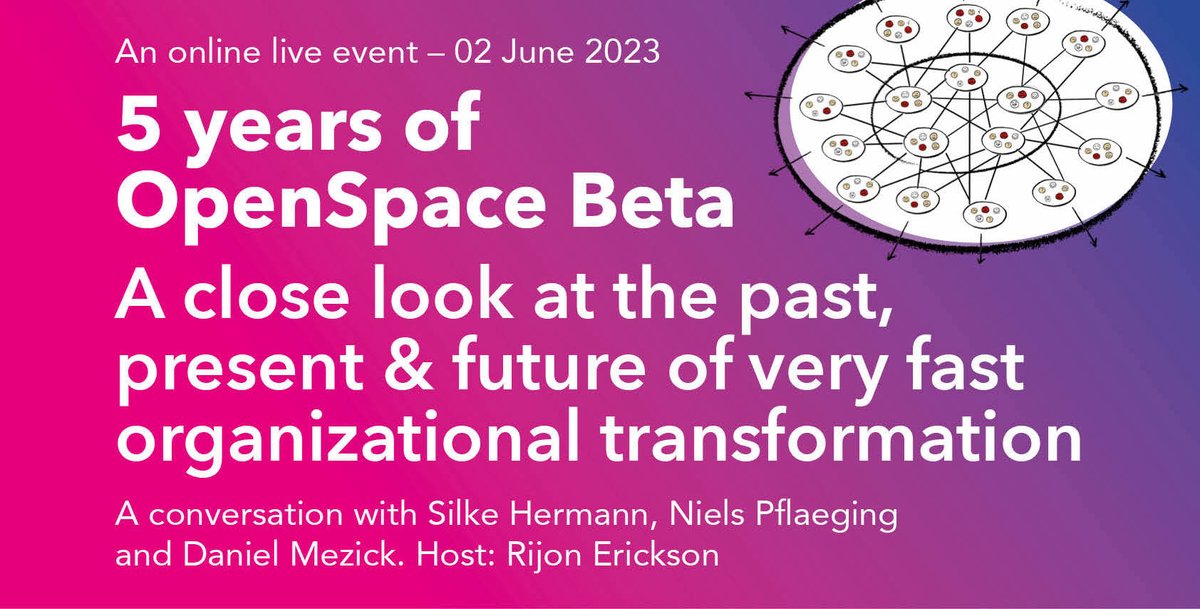 NielsPflaeging's tweet image. Check out the full recording from the &quot;5 Years of OpenSpace Beta&quot; anniversary event! youtube.com/watch?v=yAHt5z… #betacodex #orgdev #transformation #culturechange #decentralization #selforganization #openspaceagility #agility #systemsthinking