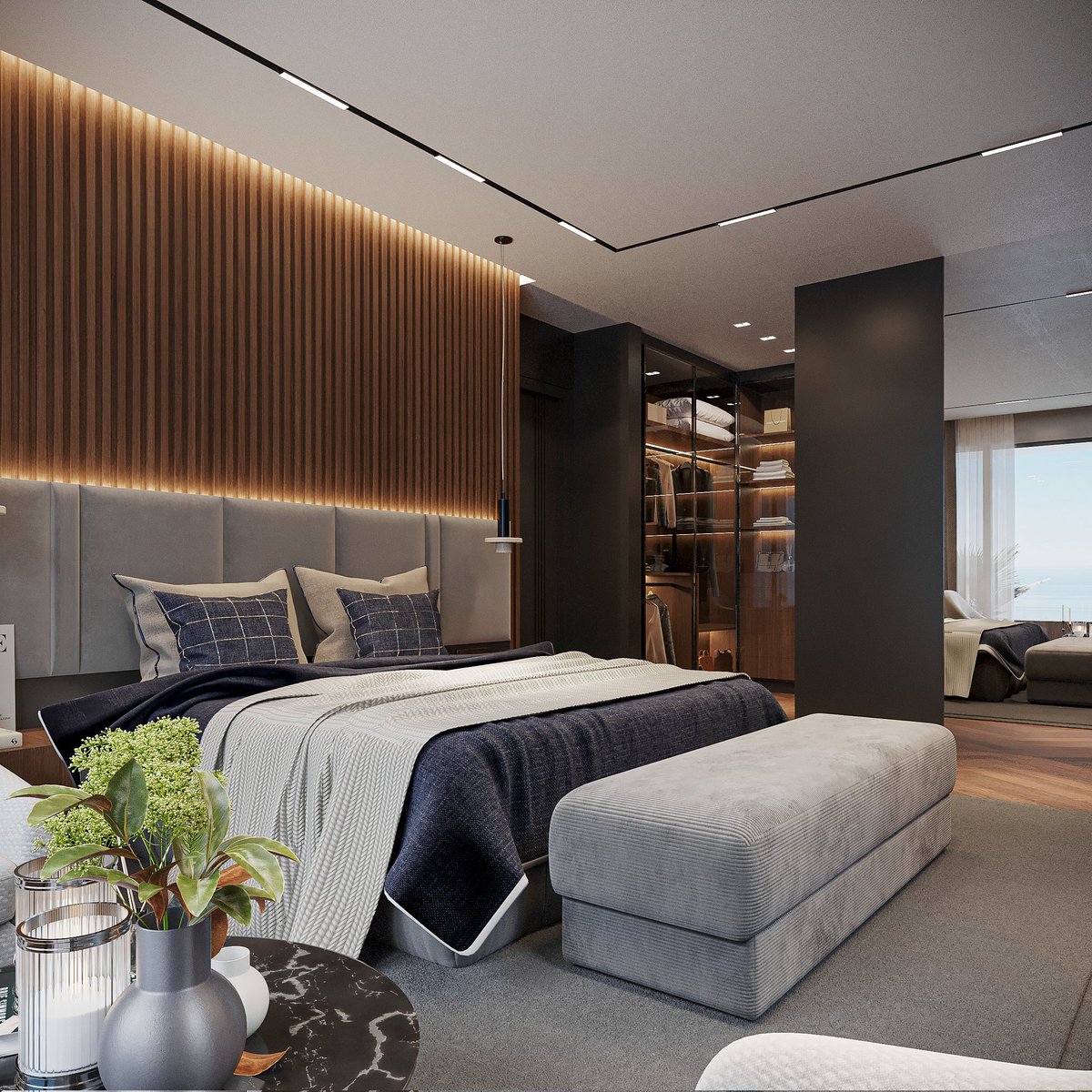 AADesignn's tweet photo. A calm and modern master bedroom design with the warmth of wood and shades of gray.

.

.

#interiorlovers #interiordesign #archilovers #architecture #interiorarchitecture #mastersuite #masterbedroomdesign #moderninterior https://t.co/Mf9NiNsHQ6